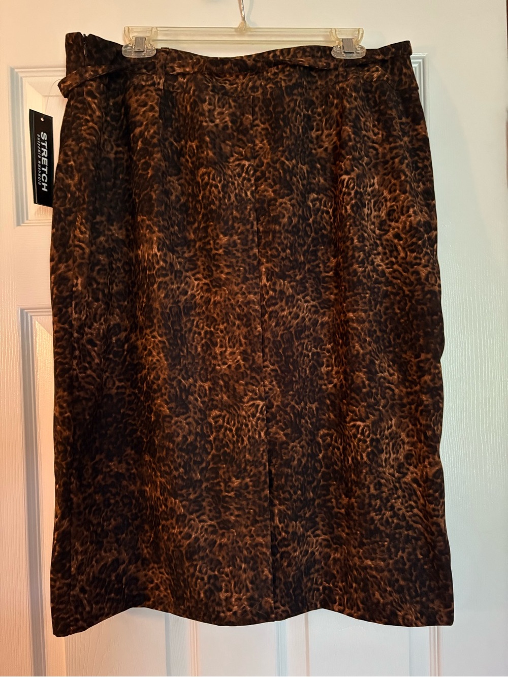 Harve Benard Brown Leopard-Print Stretch Pencil Skirt